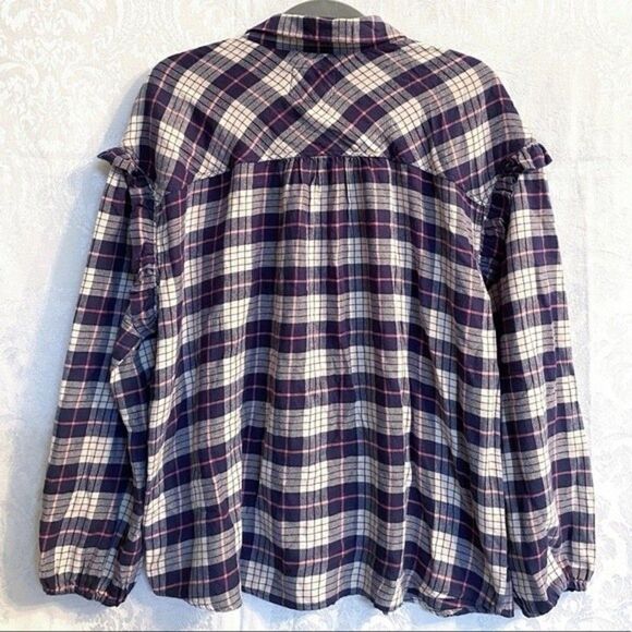 Rails Women’s NWT Willow Ruffle Sleeve Flannel Button-Up Shirt Size XL Plaid New - Picture 6 of 11